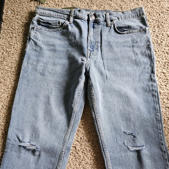 Goodfellow & Co Men's Slim Fit Hemp Robson Distressed Blue Denim Jeans - Picture 8 of 12